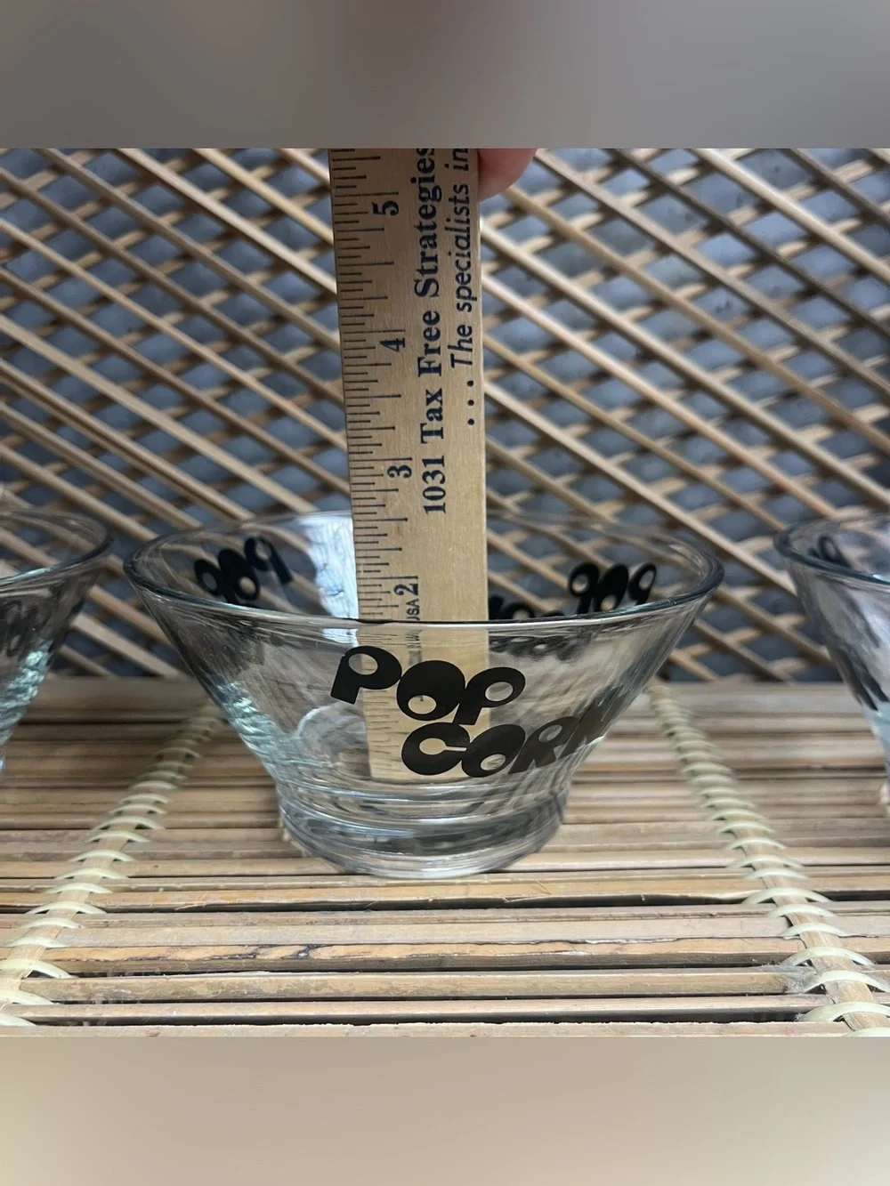 1970’s Wheaton Glass Popcorn Bowl Set 3 Piece Black Letters Vintage Small